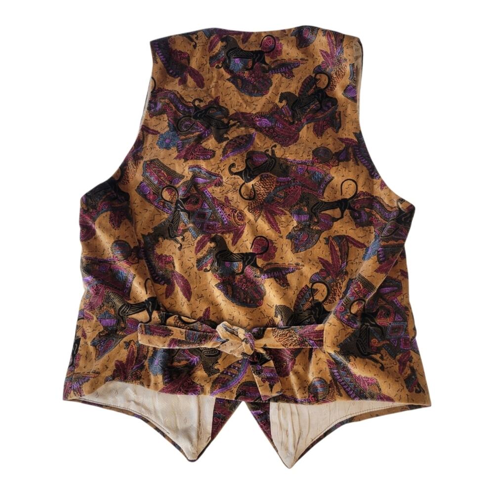Keaton Chase Vintage Velvet Vest Print Size 10 - Picture 4 of 9